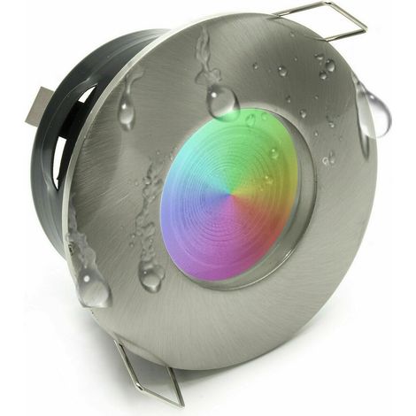 Faretto Led da incasso per bagno box doccia lampada RGBW 5W GU10 cromoterapia con telecomando (1/5)