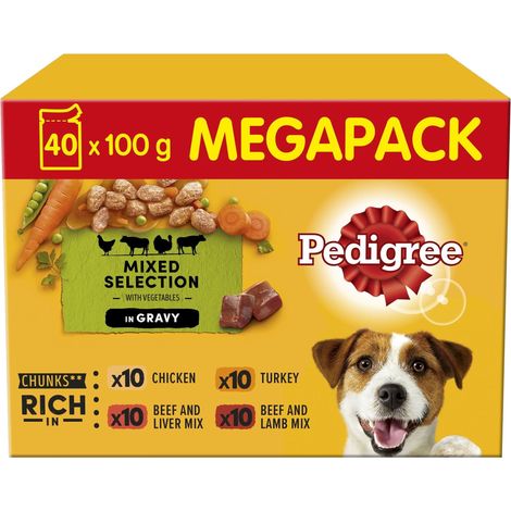 Pedigree Pouch Adult Gravy Real Meals 40 Pack  100g - 729180