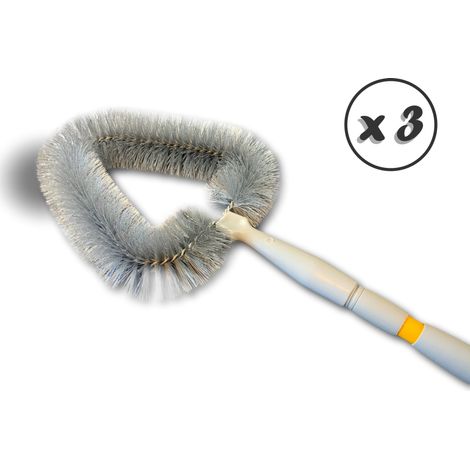 Tête de loup balai brosse vinyle  Manche télescopique 1 m à 1,75 m  Nettoyage poussière toiles d'araignées moutons - Quantité x 3 - Tête de loup éco manché