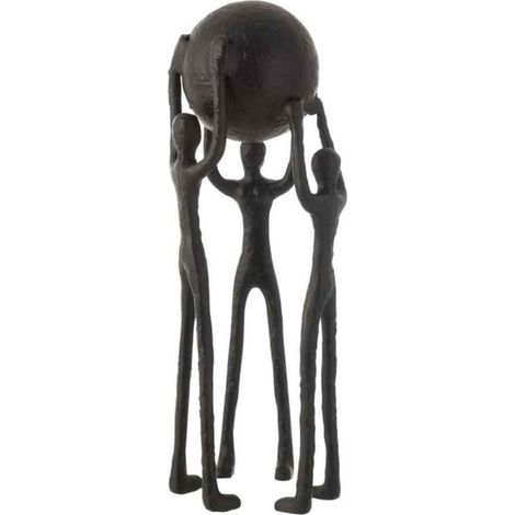 Statuette Déco "3 Personnages avec Balle" 48cm Noir