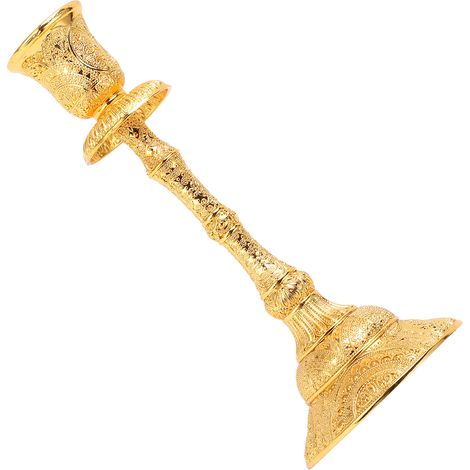 Bougeoir doré à une tête, style rétro européen, plaqué or, poli, pour bougies coniques. (1/5)