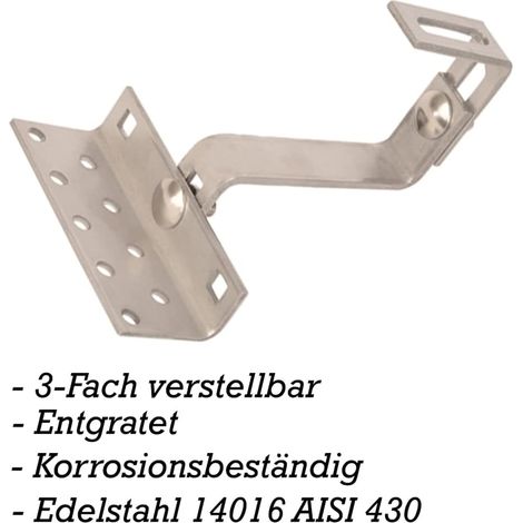 120er Dachhaken Edelstahl 3-fach verstellbar Solar PV