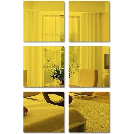 Specchio da parete autoadesivo KZQ, specchio acrilico flessibile autoadesivo antideflagrante in plastica fai da te, decorazione da parete senza cornice per bagno, soggiorno, camera da letto (15 x 15 c (1/4)