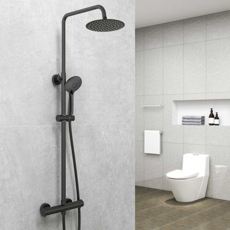 Biubuibath Thermostatic Mixer Shower Exposed Mixer Shower Set Round (1/5)