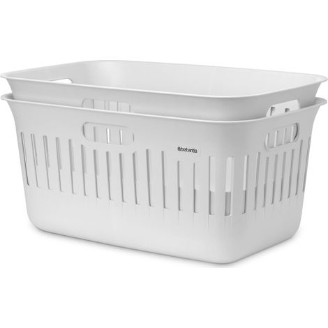 Panier à linge Collect-It 40 L (Blanc), Lot de 2, Corbeille a linge pliable pour la cuisine et la buanderie, Boite de rangement vêtement, serviettes et draps (1/5)