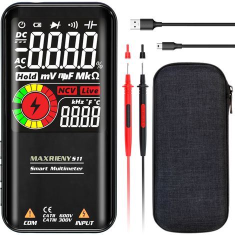 Multimeter S10/S11 mit 3,3"-LCD-Bildschirm, misst Temperatur und Spannung.