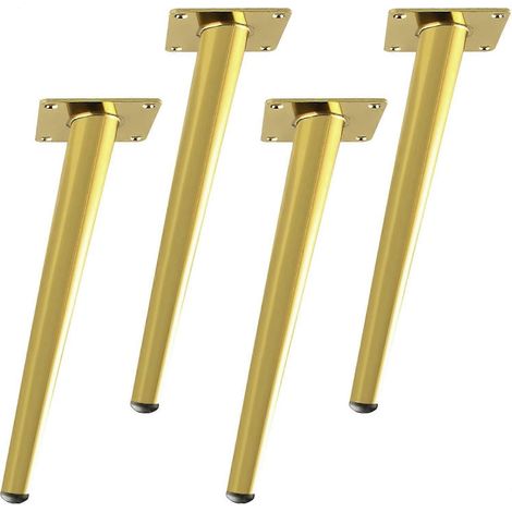 Verstellbare Möbelfüße aus goldfarbenem Metall, 30 cm (12 Zoll), schräge Füße im Mid-Century-Stil, Ersatzfüße für Schreibtisch, Bett, Schrank, Stuhl, Sofa, Hocker, Kommode – 25 cm (10 Zoll)