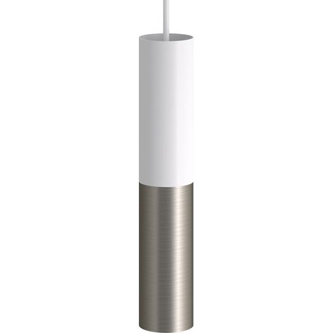 creative cables - Lampada a sospensione completa di cavo tessile e doppio paralume Tub-E14