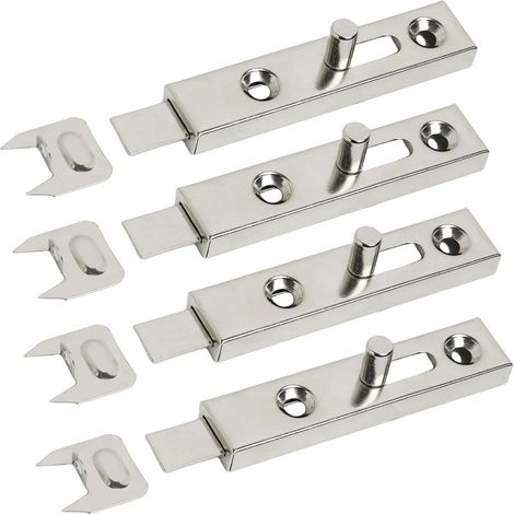 Lot de 4 Pièces Verrou Meuble Acier Fermeture Porte, Dimensions 70 mm, Serrure Robuste pour Porte de Placard, Armoire de Cuisine, Salle de Bain et Garage (1/5)