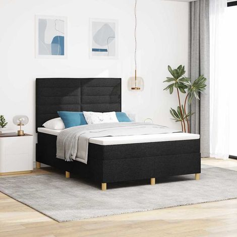 LED Boxspringbett mit Matratze Schwarz 140 x 190 cm Stoff