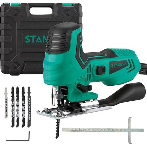 Jigsaw 650 W, Saw speed per min. 1000-3000RPM, 6 adjustable speeds, Cutting angle 45º, Depth: Wood/Aluminum/Metal: 65/6/6 mm (1/4)