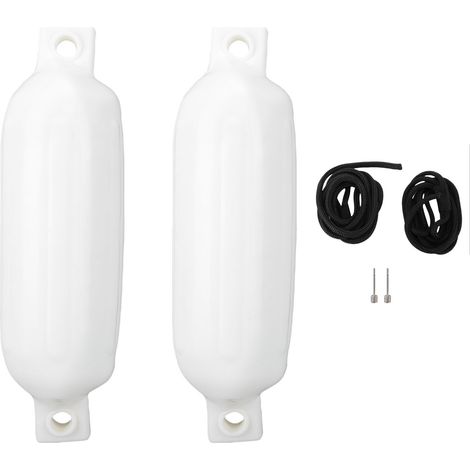 Pare-battage gonflable - Lot de 2 - PVC blanc résistant UV - 11x40 cm avec cordes noires et aiguilles pour bateau yacht (1/5)