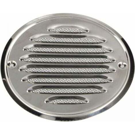 Grille d’aération ronde en acier inoxydable 140 mm avec vis et moustiquaire – lamelles antirouille, haut débit et design discret (1/5)