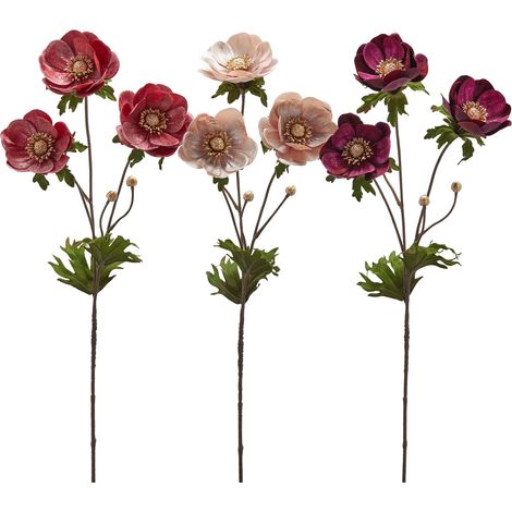 Fiore di Anemone con foglie in velluto, altezza da 80 cm -Rosa (1/5)