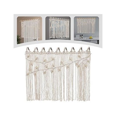 KOLHGNSE Tenture murale tissée en macramé - Rideau de porte - Décoration murale d'extérieur pour chambre à coucher, salon, cuisine - Beige (1/5)