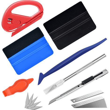 Kit Covering Outils de Film de Fenêtre de Voiture Vinyle, Kit de Raclettes Accessoires Voiture, avec Raclette en Feutre, Couteau pour Passe-Temps (1/5)
