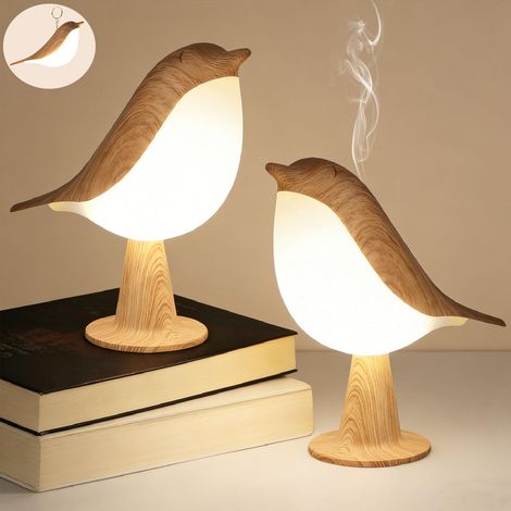 Lot de 2 Petite lampe de chevet, lampe de bureau, veilleuse, lampe de table, commande tactile, sans fil, 3 couleurs, luminosité réglable, lampe de nuit portable pour enfants et adultes, joli cadeau (1/5)