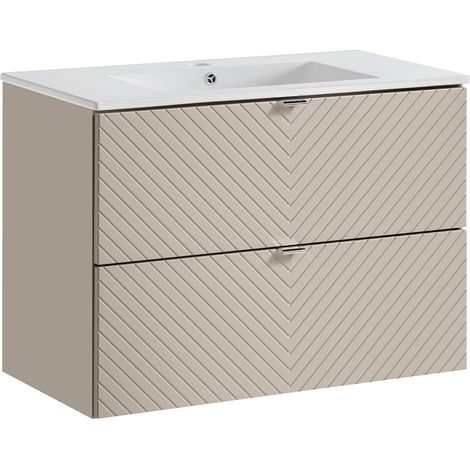 Meuble simple vasque encastrée 80cm 2 tiroirs Manoa Cachemire