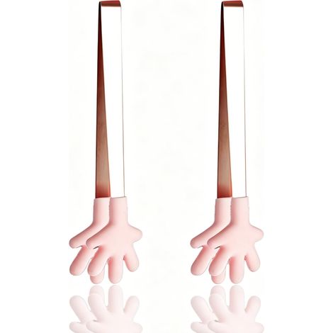 Lot de 2 mini pinces, petite pince de service en acier inoxydable avec embouts en silicone, gadgets de cuisine amusants en forme de main en forme de cœur pour servir des aliments, (Forme de palmier (1/5)