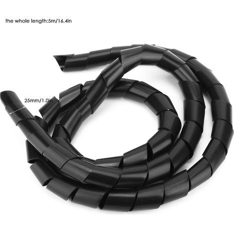Protecteur de Câbles en Spirale PP - 2 Pièces, Manchon de Protection 25mm Noir pour Fils Électriques (1/5)