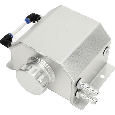 Universeller 1-Liter-Kühlmittelbehälter, Ausgleichsbehälter aus silberner Aluminiumlegierung, Überlaufbehälter für Autokühler. (1/5)
