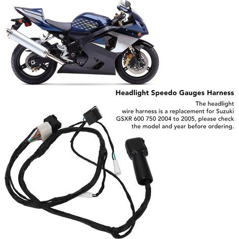 Cableado del faro delantero para Suzuki GSXR600 GSXR750 2004-2005, número de pieza de repuesto 36620-29G30 (1/5)