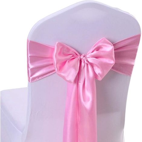 6 piezas, Rosa claro, cinta, 17x275 cm, Lazos, para banquetes, decoración de fiestas, eventos de Acción de Gracias, Lazos de satén ajustables (1/5)