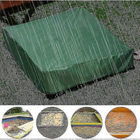 Bâche pour bac à sable 150x150 cm imperméable protection UV 70% avec cordon de serrage verte (150x150 cm)