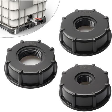 QORVA-3-teiliger IBC-Adapterdeckel S60x6 – IBC-Tankanschluss 3/4, 1/2, 1 Zoll – IBC-Adapterdeckel S60x6 für 1000-Liter-Tanks (3/4, 1/2, 1 Zoll) (1/5)