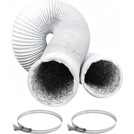 Tubo di scarico, diametro 100 mm, lunghezza 3 m, condotto di ventilazione in alluminio con 2 fascette stringitubo per condizionatore portatile, deumidificatore, aspiratore (1/5)