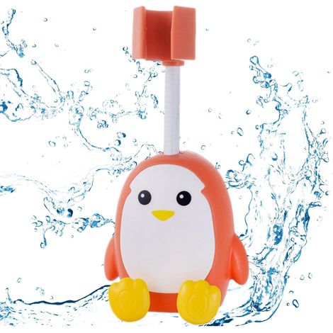 Support mural de douche avec motif de pingouin de dessin animé, support mural pour pommeau de douche. (1/5)