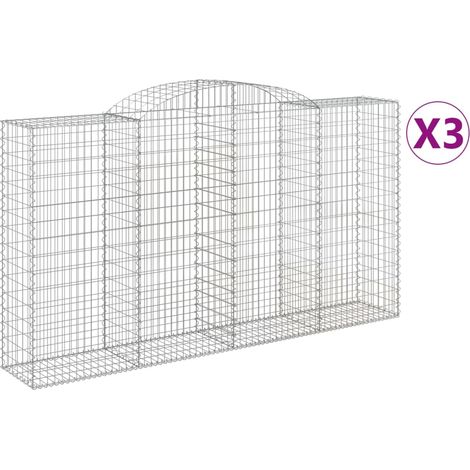 Paniers à gabions arqués 3 pcs  Mur en gabion 300x50x160/180 cm fer galvanisé