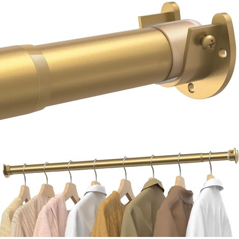 Tringle Penderie Extensible 43-135cm, Barre Penderie Solide, Dorée (1/5)