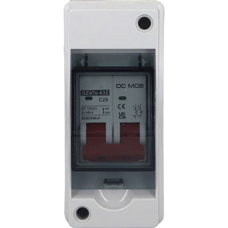 Disjoncteur DC Miniature 2P pour Système Photovoltaïque, Interrupteur Sectionneur IP65 Étanche DC1000V 25A (1/5)