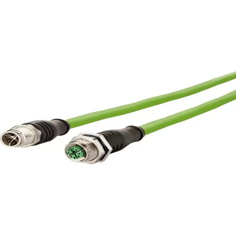 Metz Connect 142M2X12100 M12 Patchkabel CAT 6a S/FTP 10.00 m Grün PUR-Mantel, Säurebeständig, Ozonbe (1/2)