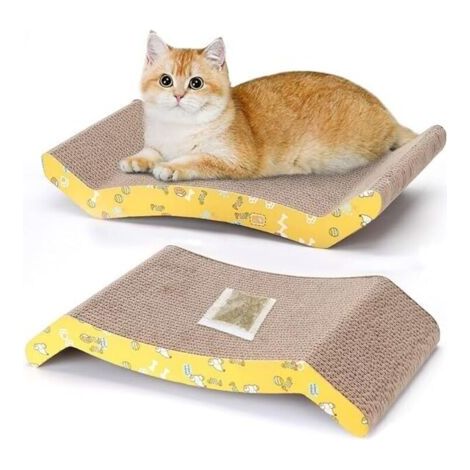 Carton à gratter Cat Griffoir double face en carton durable , idéal pour jouer à l'intérieur, multicolore (lot de 2)