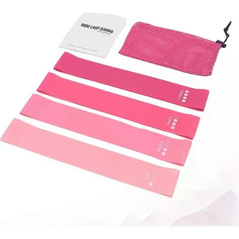 4er-Pack Widerstandsbänder, Übungsbänder, Yoga-Gummibänder, Klimmzug-Unterstützungsbänder für Mädchen, rosa Übungsbänder (1/4)