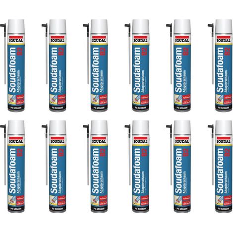 12x Soudal Soudafoam B2 Montageschaum Adapterschaum 750 ml Bauschaum Dämmschaum (1/5)