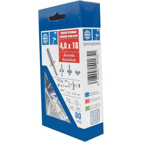 Remache cabeza alomada Ø 4,0 x 18 mm bralo 80 uds (1/2)