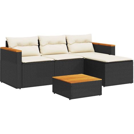 Maison Exclusive - 3-tlg. Garten-Sofagarnitur mit Kissen Schwarz (1/5)