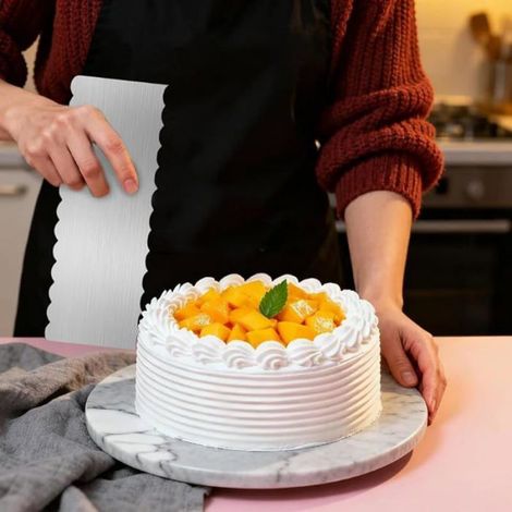 3 Pièces Lisseur Gateau Patisserie Inox,Grattoir à Gateau,Spatule Lissage Gateau,Lisseur Layer Cake Scraper,Grattoir de (1/5)