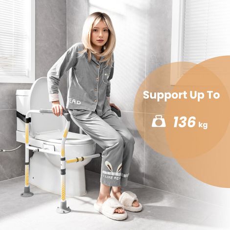 À domicile ou en clinique, soutien sûr avec barre d'appui toilettes, cadre WC réglable avec fixation stable (1/5)