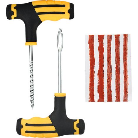 Kit de réparation de crevaison de voiture, kit mécanique de pneu de voiture, y compris la ceinture de réparation de pneu, 1 perceuse de fil, 1 perceuse de fourche, pour voiture, moto, ATV、 Tracteurs (1/5)