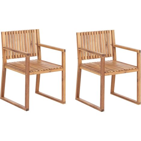 Set of 2 Garden Chairs SASSARI II Certified Acacia Wood Light Brown