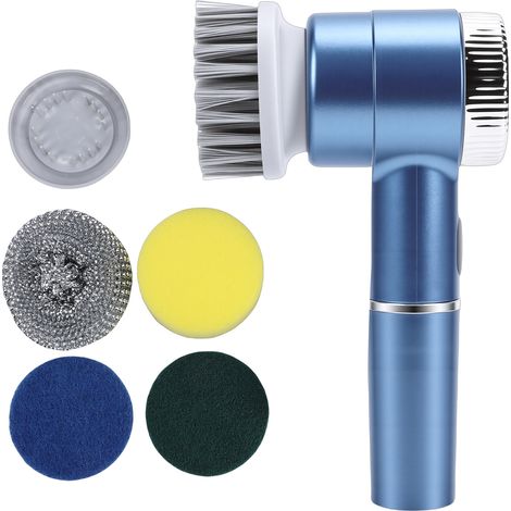 Épurateur rotatif rechargeable IPX7 - 3 vitesses, 5 têtes remplaçables - Pour cuisine salle de bain carrelage douche