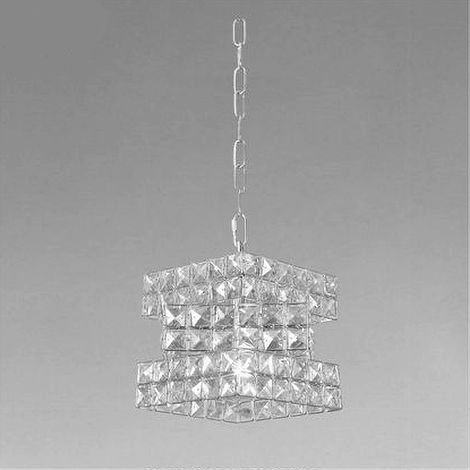 TRADE SHOP - Lampadario Sospeso Cubo Intrecciato Con Cristalli Lampada Luce E27 Argento 32408 -