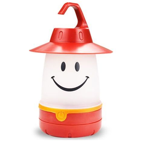 FENOPLASTICALampe visage souriant, accessoire créatif pour tente d'enfant, lampe de camping, rouge, piles non incluses (1/5)