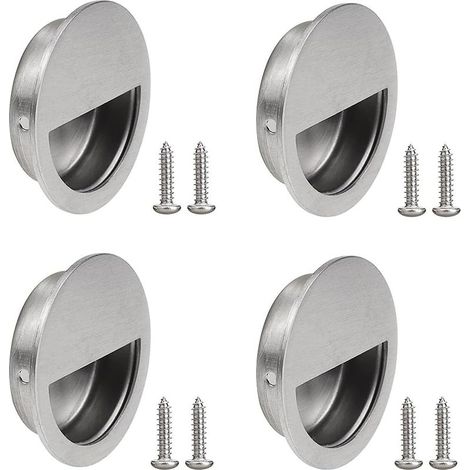 Pièces Poignée Ronde de Porte Coulissante Poignée Encastrée Ronde de Porte en Acier Inoxydable Encastrées Rondes Poignées de Porte Affleurantes avec Vis pour Tirage Porte Tiroirs Armoire (1/5)
