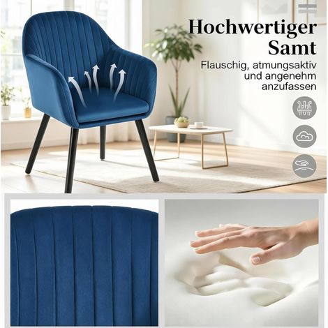 MEUBLIV Pack de 2 sillas de comedor 42x50x81 cm azules con reposabrazos (1/5)