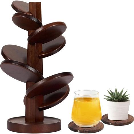 Dessous de plat en bois, dessous de plat pliables pour plats chauds, théières, plats chauds, restaurants (ronds) (1/4)